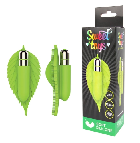 Вібратор силіконовий для клітора з відростками SWEET TOYS зелений L 12,5 см ширина 6 см зі знімною вібропулею - 1