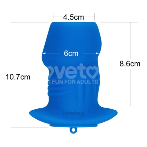 Полая анальная пробка ребристая синего цвета Lovetoy Ribbed Peeper Silicone Anal Plug - 2
