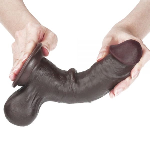 Фаллоимитатор реалистичный с присокой черный Lovetoy 7.8 Sliding Skin Dual Layer Dong - 3