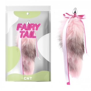 Анальная пробка с длиным розовым хвостом Detachable Fluffy Fox Tail Plug Pink 18.5