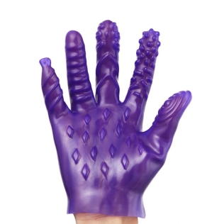 Силиконовые мультитекстурные перчатки для фистинга фиолетовые Ohyeah Masturbate Gloves