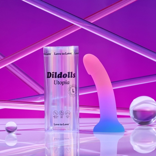 Насадка для страпону на присосці з кольоровим градієнтом Love To Love Dildolls Utopia розмір L - 6