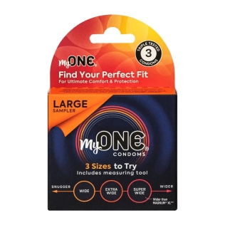 Набор презервативов из 3-х размеров прозрачные ONE MyONE Large Sampler 3 штуки