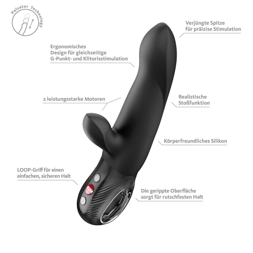 Пульсатор для точки G із кліторальним відростком чорний Fun Factory Bi Stronic Arc - 8