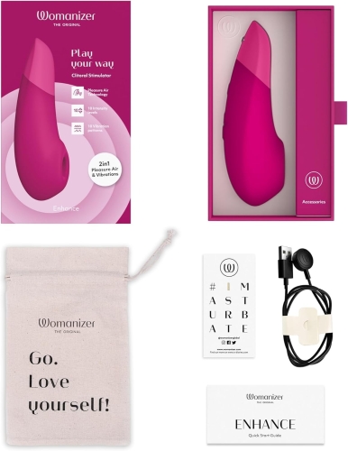 Кліторальний вакуумний вібростимулятор 2 в 1 рожевий Womanizer Enhance - 7