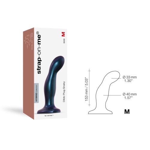 Дилдо на присоске синего цвета Strap On Me DILDO PLUG SNAKY размер M - 4