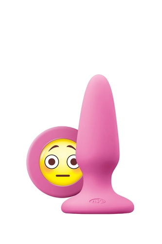 Анальний силіконовий затор рожевого кольору із заглушкою смайликом NS Novelties Mojis omg medium - 1