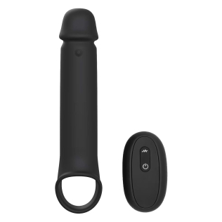 Вибронасадка на член удлиняющая с дистанционным управлением черная Dream Toys Ramrod 