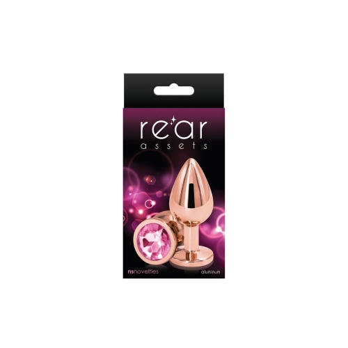 Анальная пробка золотистая с розовым камушком NS Novelties Rear Assets - Rose Gold размер Medium - 2