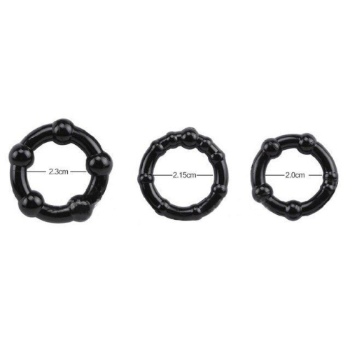 Набір ерекційних кілець різного діаметру і структур Beaded Cock Rings 291005 - 2