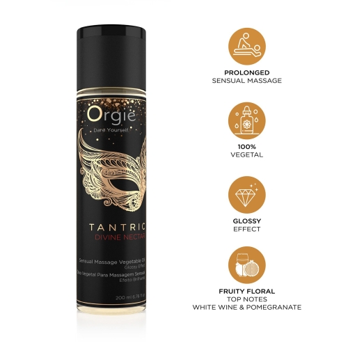 Масажна олія для тантричного масажу з ароматом білого вина та гранату Orgie Tantric Divine Nectar 200 мл - 3