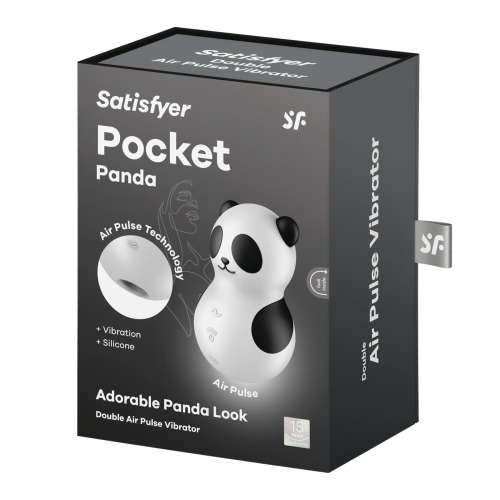 Вибратор Панда с вакуумной стимуляцией клитора черно белого цвета Satisfyer Pocket Panda - 7