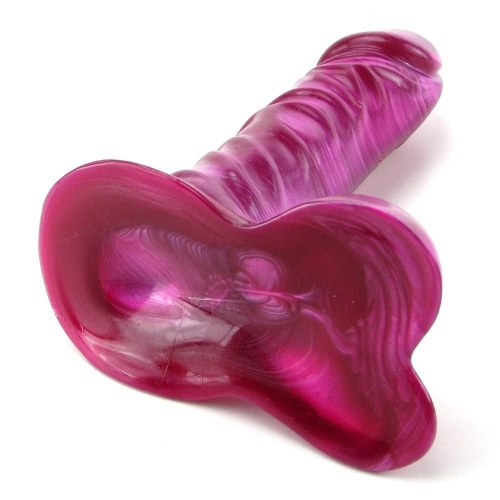 Фалоімітатор 17,8 см/4,3 см реалістичний з гелевим покриттям Doc Johnson Radiant Gems 7 Inch Ballsy Cock Fuchsia - 3