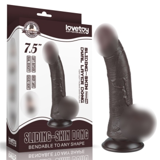 Реалістичний фалоімітатор Sliding Skin Dual Layer Dong 7.5 коричневий