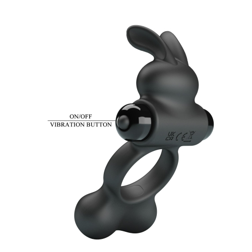 Эрекционное виброкольцо на член черное LYBAILE Pretty Love YUSUF Vibrate Penis Ring - 9