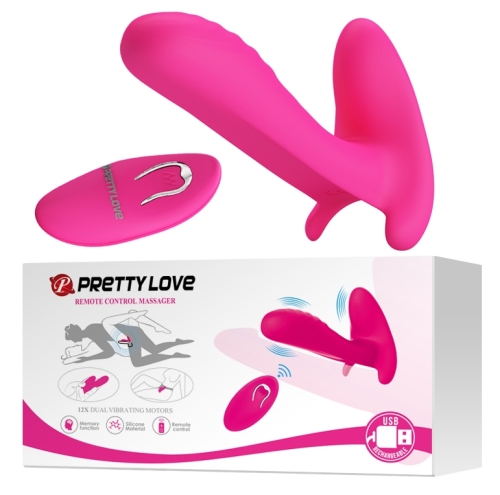 Вібратор вагінальний з стимулятором клітора на пульті ДУ рожевий Pretty Love Remote Control Massager - 1