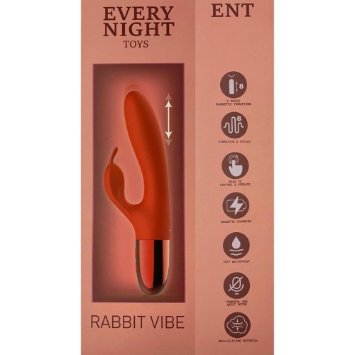 Вибратор кролик с отростком для стимуляции клитора красный Every Night Toys Odeco - 3
