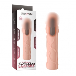 Подовжуюча вібронасадка на член реалістична тілесного кольору Vscnovelty Fantastic Vibrating Penis Extenders