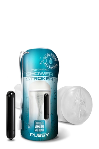 Мастурбатор вагіну з вібрацією прозорого кольору Happy Ending Vibrating Shower Stroker Self Lubricating Pussy - 1