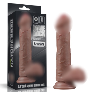 Фаллоимитатор с венами на присоске Dual Layered Silicone Cock 8.0 коричневый