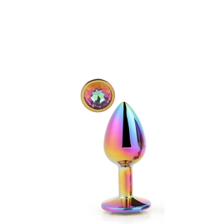 Анальная пробка радужная с радужным камнем 7,1 х 2,7 см Dream Toys Gleming Love