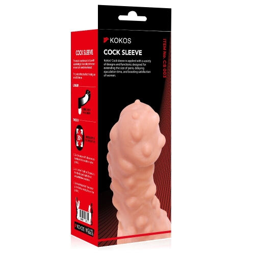 Насадка на член з отвором для мошонки тілесного кольору Kokos Cock Sleeve CS 003 розмір M - 3