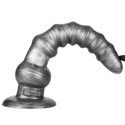 Великий вібратор на присосці сріблястого кольору Lovetoy King Sized Vibrating Vibrax - 3