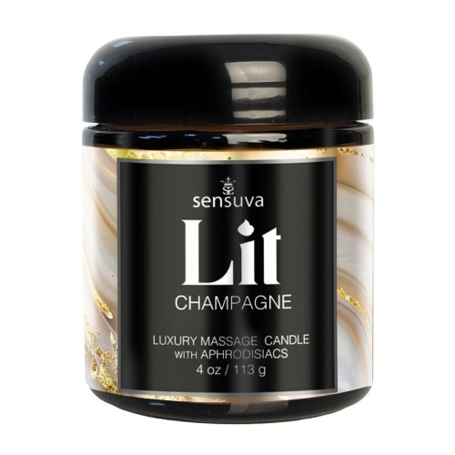 Масажна свічка з ароматом шампанського Sensuva Lit Champagne Massage Candle 113 г - 1