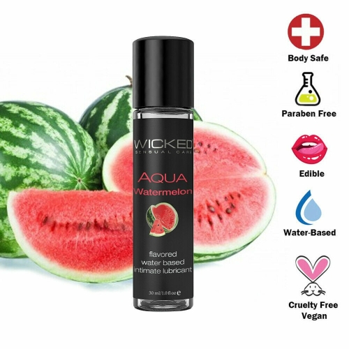Съедобный лубрикант водный со вкусом арбуза WICKED AQUA WATERMELON FLAVORED 30ML - 2