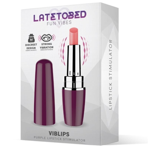 Мини вибратор клиторальный в форме помады фиолетовый Latetobed Viblips Lipstick Stimulator - 2