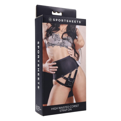 Трусики для страпона с кольцевым креплением черные Sportsheets Corset - 4