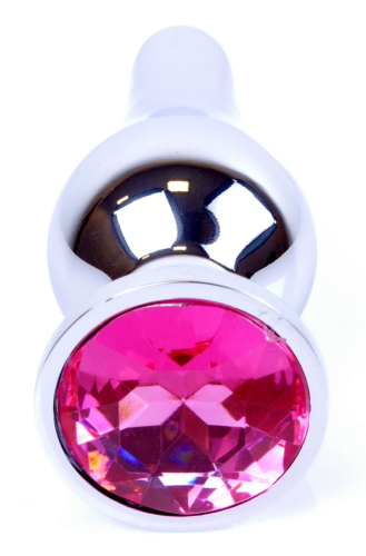 Анальна пробка сріблястого кольору із кристалом рожевого кольору BOSS of TOYS Jewellery BUTT PLUG - 2