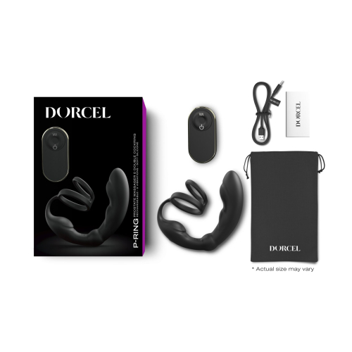 Вібромасажер простати з ерекційним кільцем чорного кольору Dorcel P RING - 5