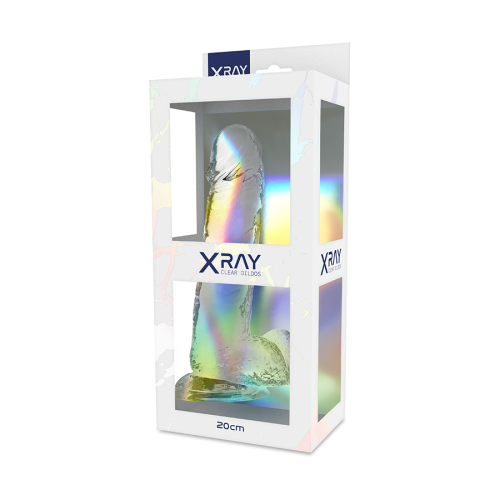 Прозорий гелевий фалоімітатор реалістичний з мошонкою XRAY - 5