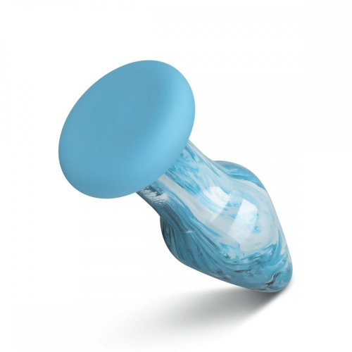 Анальна пробка скляна блакитного кольору Gildo Ocean Curl Glass Butt plug - 4