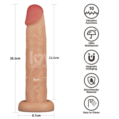 Реалистичный вибратор на присоске телесного цвета Lovetoy Vibrating Power Basics Cock 10.0 - 2