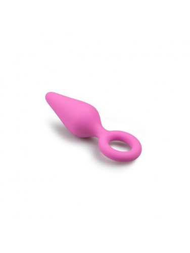 Анальная пробка со стоппером кольцом силиконовая розовая EasyToys - 2