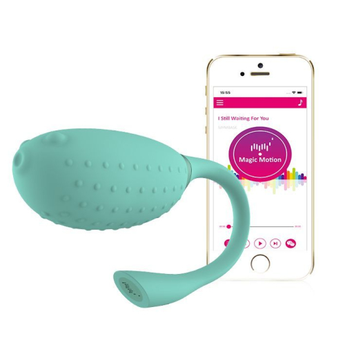 Смарт-віброяйце силіконове для клітора і точки G Magic Motion Fugu Green Смартфон управління 7 суперпотужних режимів роботи - 1