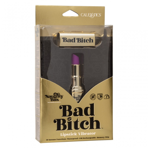 Оригинальный вибратор помадка фиолетово-золотой Bad Bitch - 2