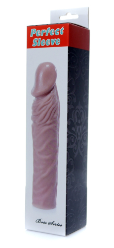Удлиняющая реалистичная насадка на пенис из киберкожи Boss Series Perfect Sleeve Mulatto - 7