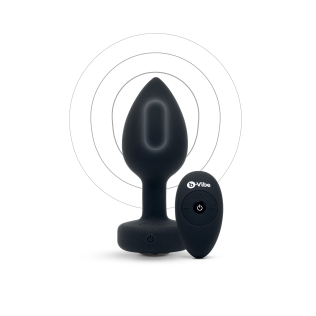 Анальная пробка с камнем с вибрацией B-Vibe для интимных игр с дистанционным пультом управления черная