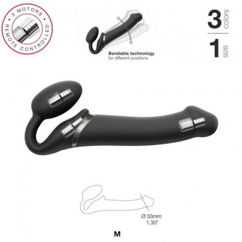 Безремневой страпон Strap-On-Me VIBRATING Black M черный - 3