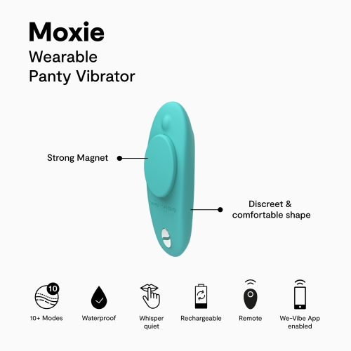 Смарт мини вибротрусики голубой с черным пультом управления We Vibe Moxie - 6