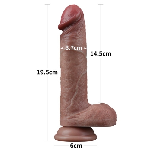 Фалоімітатор реалістичний на присосці з вінками Dual Layered Silicone Cock 7.5 коричневий - 2