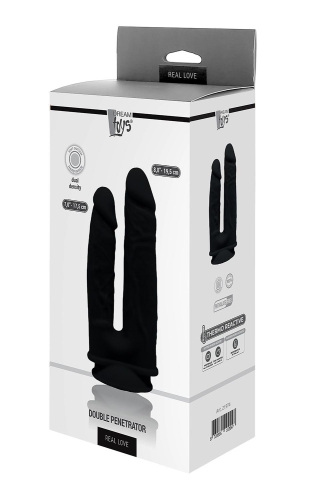Фаллоимитатор двойной реалистичный на присоске черного цвета Dream Toys REAL LOVE - 2