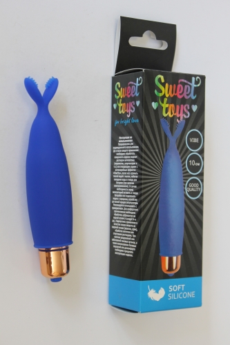 Вібропуля-насадка на палець для клітора силіконова SWEET TOYS L 10 см d 2,7 см синя - 2
