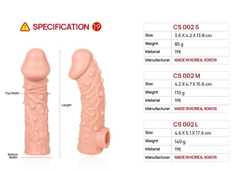 Насадка на член реалистичная с отверстием для мошонки телесного цвета Kokos Cock Sleeve CS 002 размер M - 5