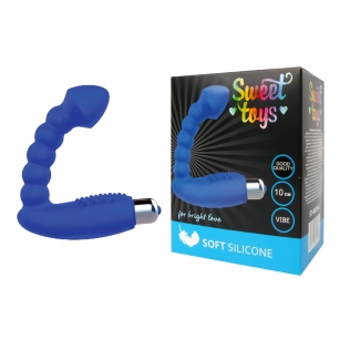 Анальний вібратор зі стимуляцією клітора SWEET TOYS Синій L 10 см D 19x30 см