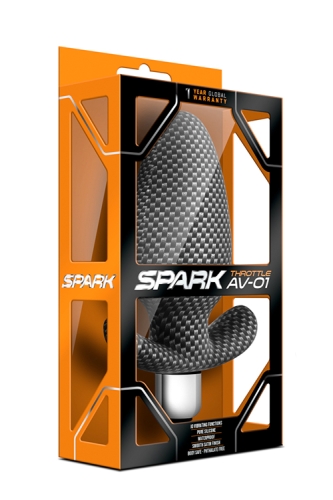 Анальна силіконова пробка з вібрацією чорна SPARK THROTTLE AV-01 CARBON FIBER - 2