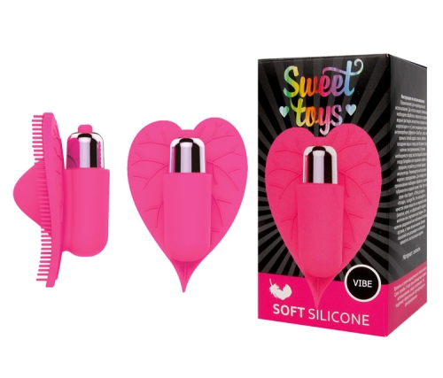 Вібратор листочок для клітора силіконовий з шипиками SWEET TOYS Рожевий L 8 см ширина 5,5 см зі знімною вібропулею - 1